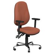 O.B Series Office Chair Leather Look Seat Chrome Base &amp; Adjustable Arms Rustic Brown image