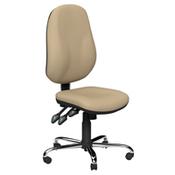 O.B Series Office Chair Leather Look Seat Chrome Base Ivory