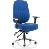 Barcelona Deluxe 24 Hour Operator Chair - Lumbar Support- Seat Slide - Weight Tolerance 158kg - Blue Fabric Seat - Chrome Frame image