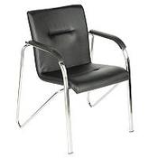 Black Leather Look Boardroom Stacking Chair Sandy image