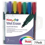 Pentel Chalk Markers Chisel Tip Assorted Colours Pack of 7 image