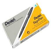 Pentel S520 Black Sign Fineliner Pen Fibre Tipped 1.0mm Line Pack 12 image