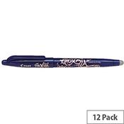 Pilot FriXion Ball Erasable Rollerball Pen Broad Blue Pack of 12 4902505551116 image