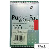 Pukka Pad Reporters Shorthand Notebook, Metallic, 80gsm, 160 Pages (Pack of 3, Ref NM001) - Professional Notebook for Quick Notes image