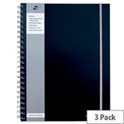 Pukka Pad Black A4 Polypropylene Jotta Notebook Pack of 3 image