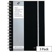 Pukka Pad A5 Poly Jotta Notebook 160 Pages Ruled Feint Black SBJPOLYA5 3 Pack image