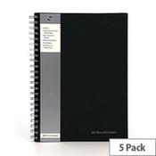 Pukka Pad A4 Wirebound Manuscript Book Black 160 pages Ruled Feint and Margin Pack of 5 image