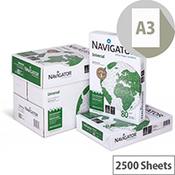 Navigator Universal A3 Printer Paper, 80gsm, White (Box of 2500 Sheets) - Smooth Paper for High-Volume Printing image