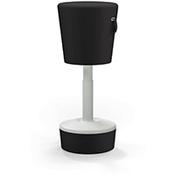 Mickey Ergonomic Height Adjustable Sit Stand Stool - Pouffe with Black Fabric Seat Matching Fabric Base &amp; Plastic Light Grey Frame - Seat Adjusts from 570-900m with Swivel &amp; Tilt Function Perfect for use with Sit Stand Desks