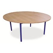 Round Primary School Classroom Table Beech/Blue 1200x650mm