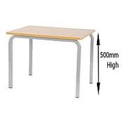 Single Student Primary School Square Classroom Table Beech White Legs W600xD600xH500mm image