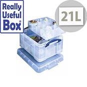 Really Useful 21 Liter Box 6 part &amp; 12 part Dividers Clear In Colour. Ideal For Use In Hospitals, Offices, Schools, Paramedics, Art Supplies &amp; More. image