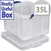 Plastic Storage Box 35 Litre Stackable Clear Really Useful image