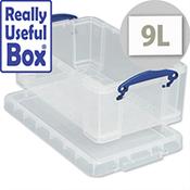 Really Useful Media Plastic Storage Box 9 Litre Stackable Clear  image