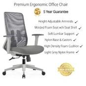 PostureS - Light Grey Mesh Ergonomic Office Chair - 5 Year Warranty image