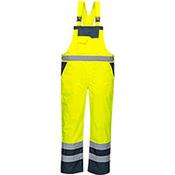 Portwest S488 Contrast Bib &amp; Brace Overall Yellow &amp; Navy Medium image