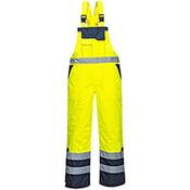 Portwest S489 Contrast Bib &amp; Brace Overall Lined Yellow Medium image