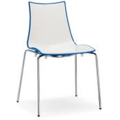 Zebra Bicolore Chrome Leg High Gloss Stacking Canteen Chair White/Cornflower Blue