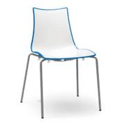 Zebra Bicolore Anthracite Leg Outdoor High Gloss Stacking Chair White/Cornflower Blue image