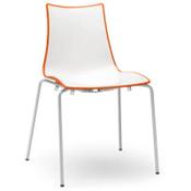 Zebra Bicolore White Leg Outdoor High Gloss Stacking Chair White/Orange image