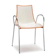 Zebra Bicolore Chrome Leg High Gloss Stacking Canteen Chair With Arms White/Orange
