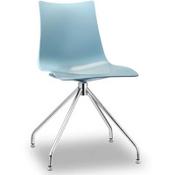 Zebra Technopolymer Canteen Chair with Chrome Trestle Revolving Base Light Blue image