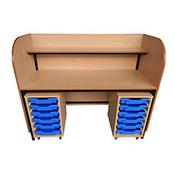 Junior Special Education Workstation with Two Tray Trolley Units W1430xD600xH600mm Overall Height 1190mm