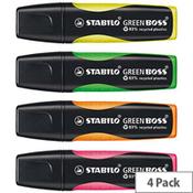 Stabilo Greenboss Highlighter Pen Wallet of 4 Assorted 6070/4 image