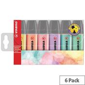 STABILO BOSS Original Highlighters, Assorted Pastel Colours (Pack of 6) - Refillable, Anti-Dry-Out Technology image