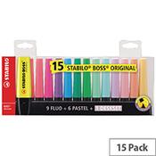 Stabilo Boss Highlighter Assorted Pack of 15 1868221 image