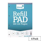 Silvine Refill Pad A4 Punched 4-Hole Head Bound 80 Leaf Ruled Narrow Feint and Margin Pack of 6 A4RPNM image