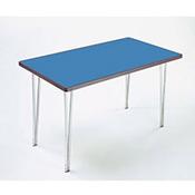 Aluminium Canteen Folding Table With Polyedge and Blue Laminate Table Top W1520xD760xH698mm - Stackable &amp; Foldable For Easy Transportation image