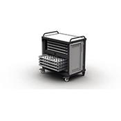 Lapstore Secure Charge Trolley For Up To 16 Mid Sized Laptops Light Grey &amp; Black 8 Drawers - 2 Compartments in Each