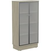 Grand Tall Cupboard With Frosted Glass Doors W805xD420xH1615mm Arctic Oak image