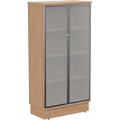 Grand Tall Cupboard With Frosted Glass Doors W805xD420xH1615mm Beech