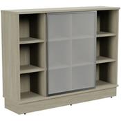 Grand Medium Cube Shelf Cabinet With Sliding Frosted Glass Door W1605xD420xH1255mm Arctic Oak