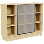 Grand Medium Cube Shelf Cabinet With Sliding Frosted Glass Door W1605xD420xH1255mm Maple