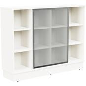Grand Medium Cube Shelf Cabinet With Sliding Frosted Glass Door W1605xD420xH1255mm White