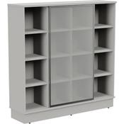Grand Tall Cube Shelf Cabinet With Sliding Frosted Glass Door W1605xD420xH1615mm Grey