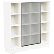 Grand Tall Cube Shelf Cabinet With Sliding Frosted Glass Door W1605xD420xH1615mm White