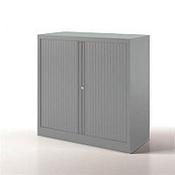 Bisley Side Opening Tambour Door Cupboard H1000xW1000xD470mm Goose Grey - Supplied Empty, Variety of Shelves &amp; Suspension Filing Roll Out Frames Available image