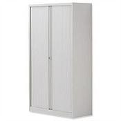 Bisley Side Opening Tambour Door Cupboard H1570xW1000xD470mm White - Supplied Empty, Variety of Shelves &amp; Suspension Filing Roll Out Frames Available image