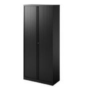 Bisley Essentials - Double Side Opening Tambour - Supplied Empty – H1970xW1000xD470mm - Black, Variety of Shelves &amp; Suspension Filing Roll Out Frames Available image