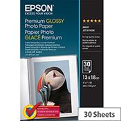 Epson Premium Glossy Photo Paper - Glossy - 130 x 180 mm - 255 g/m² - 30 sheet(s) photo paper - for EcoTank ET-16500; Expression Home HD XP-15000; Expression Premium XP-540, 6000, 6005, 900 image