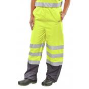 Beeswift Belfry Over Trousers Polyester High Visibility Size 3XL Saturn Yellow &amp; Navy Blue Ref BETSYNXXXL