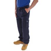 Beeswift Traders Newark 320gsm Cargo Work Trousers 32 inch Waist with Tall Leg Navy Blue Ref CTRANTN32T image