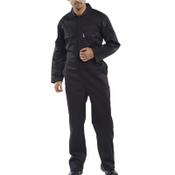 Beeswift Coverall Basic with Popper Front Opening PolyCotton Medium Black Ref 51702