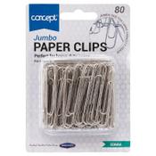 Concept Jumbo 50mm Paper Clips Pack of 80 - Extra Large Size for Secure Hold image
