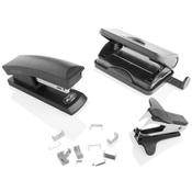 Concept Office Pro 26/6 Stapler &amp; Paper Punch Set Black - Essential Desk Tools