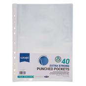 Concept Extra Strong A4 Punched Pockets 80 Microns Pack of 40 - Durable Document Protectors image